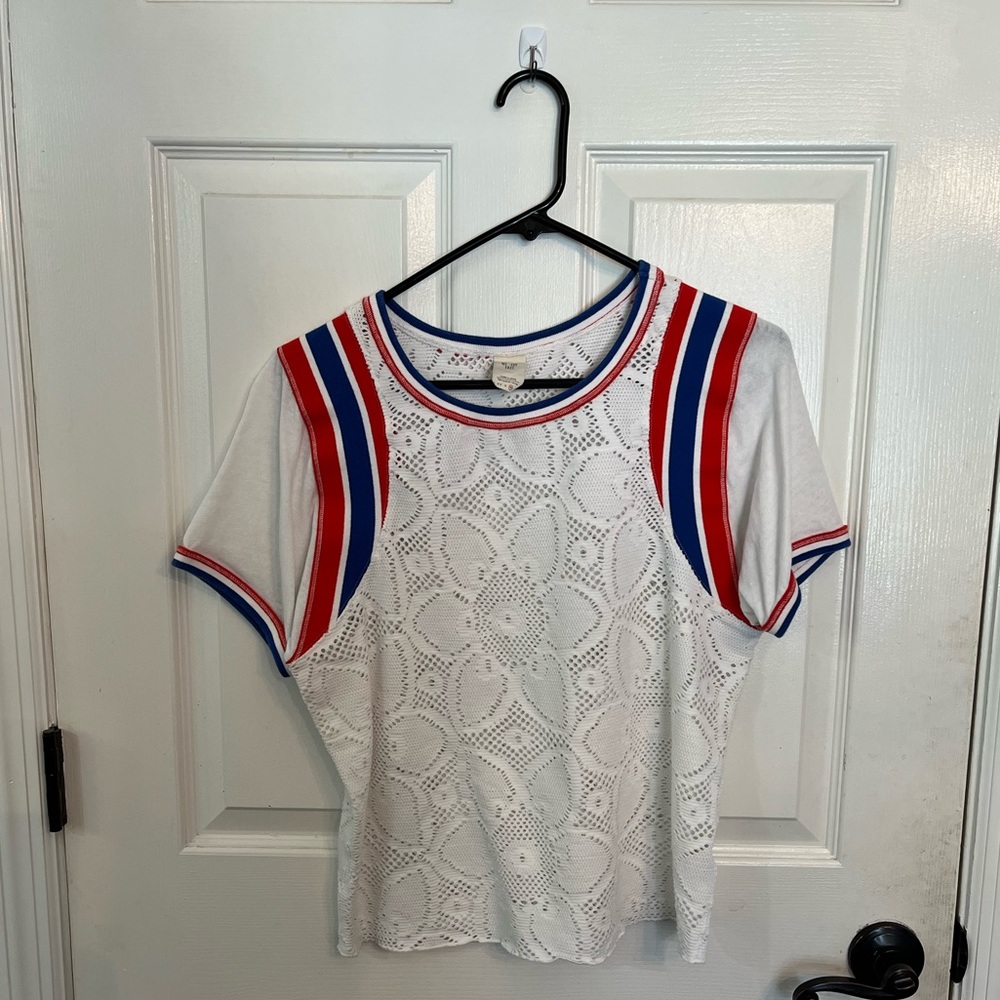 We the Free Red, White, and Blue Lace Top